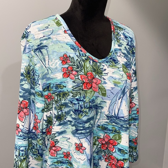 Rebecca Malone plus size 1X tropical theme shirt stretchy NEW - Picture 4 of 14